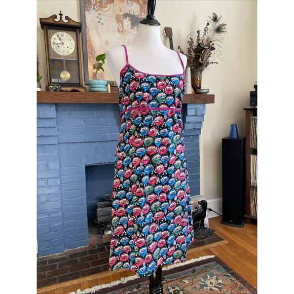 VINTAGE Apsara Mod Floral Babydoll Y2K Slip Dress Retro Cotton Sz XL Tank 90s - Picture 2 of 14
